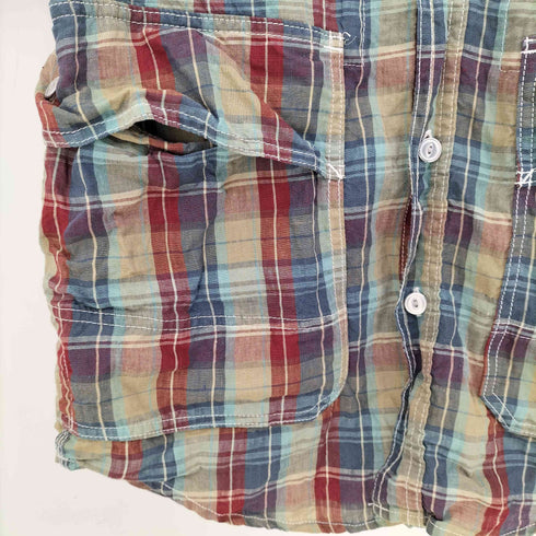 ササフラス SASSAFRAS リネン ガーデナー 半袖チェックシャツ メンズ import:S